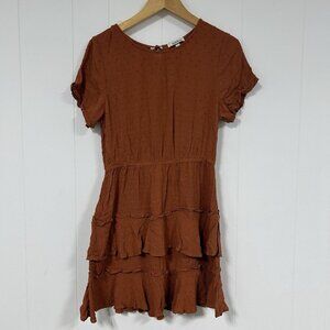 Speechless Women's Short Sleeve Tiered Flounce Dress Medium